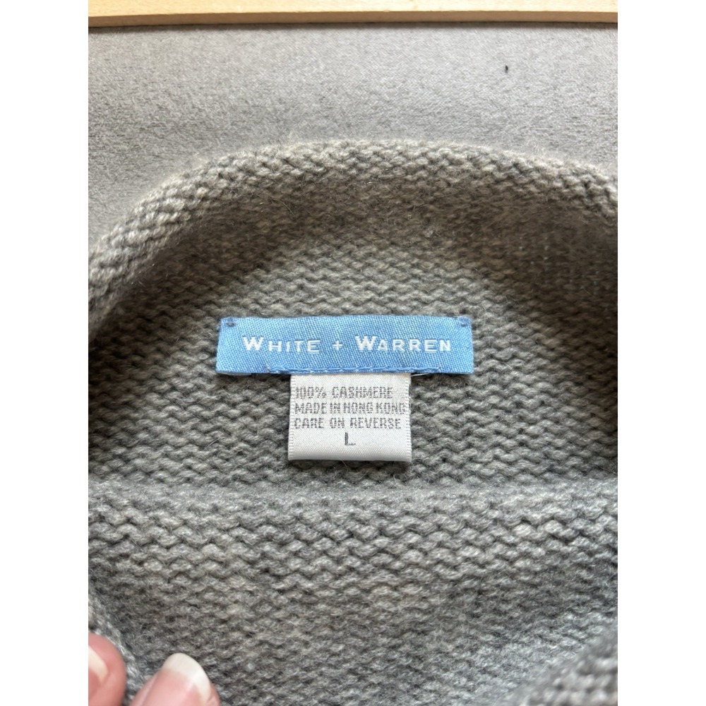 White + Warren Cashmere Rollneck Sweater Sz L Relaxed Quiet Luxury Soft - Picture 2 of 10